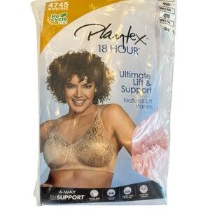 PLAYTEX 18 HOUR  Bra NEW with Tags Lift and Support Gentle Peach Sz 42DD WireFr